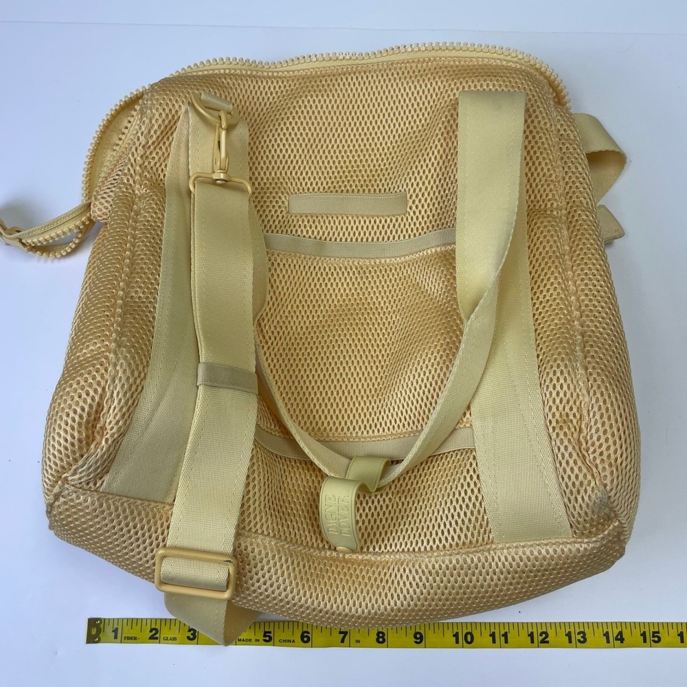Dagne Dover Landon Carryall Mesh Duffel Bag Yellow Medium Travel Gym Tote - Picture 16 of 16